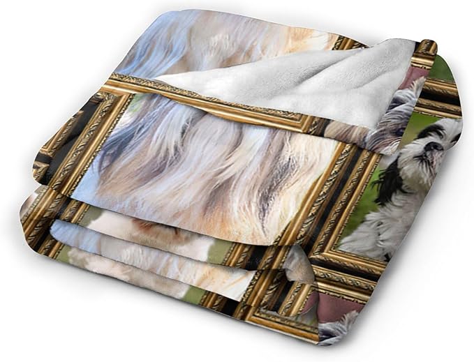 Shih Tzu Blanket Gifts for Girls Boys Soft Warm Plush Cute Dog Throw Blanket Flannel Fleece Fuzzy Dog Pet Blanket for Kids Adults Lovers Bed Couch Living Room Decor 50"X40"