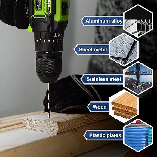 COMOWARE 60pcs Number Drill Bit Set, Wire Gauge #1 to #60, HSS M2 Drill Bit, 135° Split Point, Black and Gold Coated, Drill Bit Set for Metal/Plastic/Wood, with Index Case