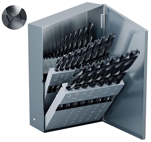 TiAIN Coating Cobalt Drill Bit Set, Multifacet Tip 29Pcs M35 Jobber Drill Bit Kit for Hardened Metal, Stainless Steel, Cast Iron and Soft Materials, with Metal Index Storage Box, 1/16"-1/2"