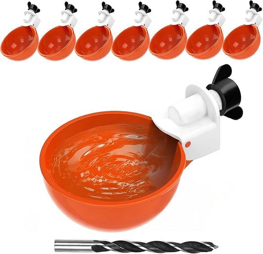 8pcs Large Automatic Chicken Waterer Cups | Chicken Water Feeder Suitable for Chicks, Duck, Goose, Turkey and Bunny | Poultry Water Feeder Kit