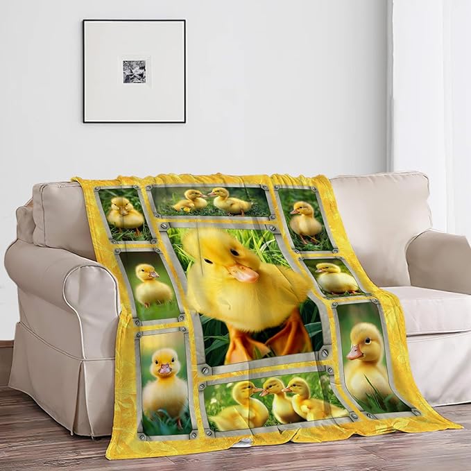 Duck Blanket, Cute Yellow Duck Throw Blanket, Ducks Gifts Blankets Stuff Fleece Flannel Plush for Girls Women Men Boys Lovers Adults Soft Bedding Gift for Sofa Bed Office Home Decor 40"X50"