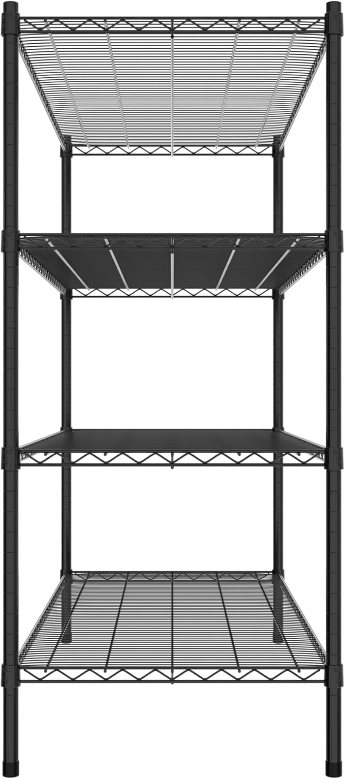 Commercial NSF Listed Black Epoxy Stationary Wire Shelving Kit 24" x 54" x 54", with 4 Shelves Perfect for Warehouse, Walk-in Refrigerator, Freezer, Grocery Store, Restaurant, Dishroom