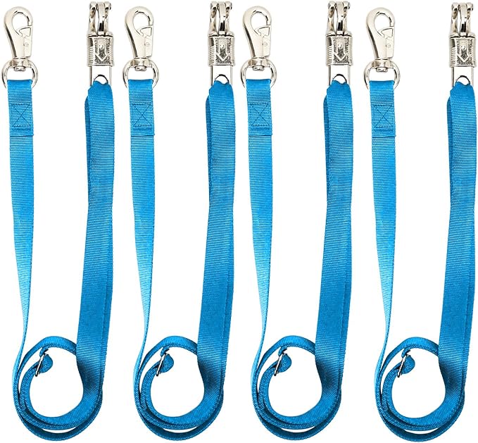 4PCS Cross Ties,Heavy Duty Adjustable Nylon Cross Ties for Horse Horse Trailer Tie with Panic Snap and Bull Snap,Adjustable Length from 44.5-78.5 Inch,Blue