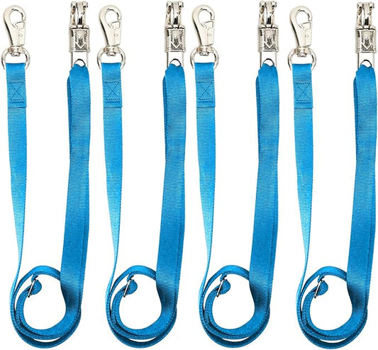 4PCS Cross Ties,Heavy Duty Adjustable Nylon Cross Ties for Horse Horse Trailer Tie with Panic Snap and Bull Snap,Adjustable Length from 44.5-78.5 Inch,Blue