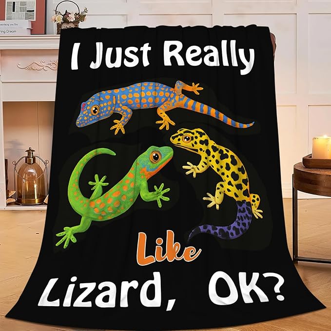 Lizard Blanket Gifts for Girls Boys Reptiles Lovers Throw Blankets Cozy Plush Fleece Lizards Decor Flannel Fuzzy for Kids Women Men 60"X50"