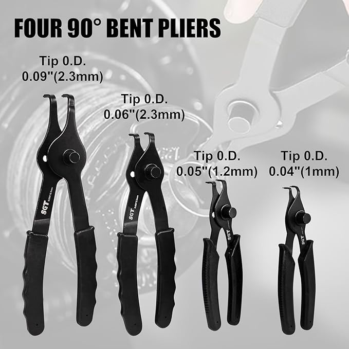 SGT Snap Ring Pliers Set,10 Pcs Internal & External Circlip Pliers With Bent & Straight Pliers,Heavy Duty Removal Tool,Include Hook, Pick,Storage Case and Gloves
