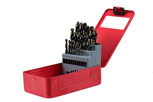 Shars 1mm to 13mm by 0.5mm 135° 25 Pcs HSS Heavy Duty Black & Gold Finish Jobber Drill Set 404-2936 P