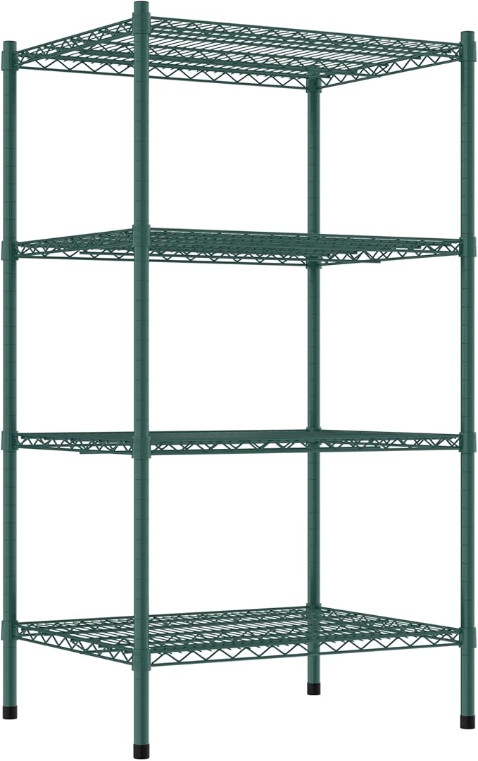Commercial NSF Listed Green Epoxy Stationary Wire Shelving Kit 24" x 30" x 54", with 4 Shelves Perfect for Warehouse, Walk-in Refrigerator, Freezer, Grocery Store, Restaurant, Dishroom