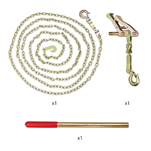 Heavy-Duty Fence Stretcher Tool with 19.7FT Chain - Wire Puller & Tensioner for Barbed and Plain Wire Fencing, 2200lbs Capacity Tightener, Reinforced Steel Fence Repair Tool for Farm & Ranch