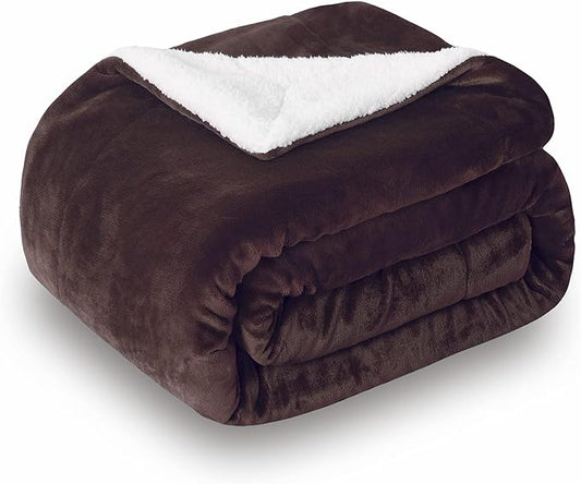 SOCHOW Sherpa Fleece Throw Blanket, Reversible Super Soft Luxurious Plush Blanket Throw Size, Brown, 50x60 inches