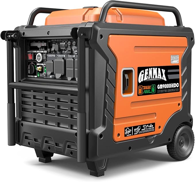 GENMAX Portable Generator, 9000W Super QuietDual Fuel Portable Engine with Parallel Capability, Remote/Electric Start, Ideal for Home backup power.EPA &CARB Compliant (GM9000iEDC)
