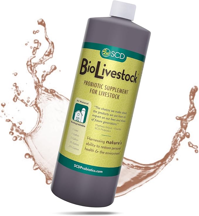 SCD Bio Livestock - Liquid Probiotic Feed & Water Additive, Organic Digestive Supplement for Cows, Pigs, Horses, Chickens, Ducks, Rabbits by SCD Probiotics