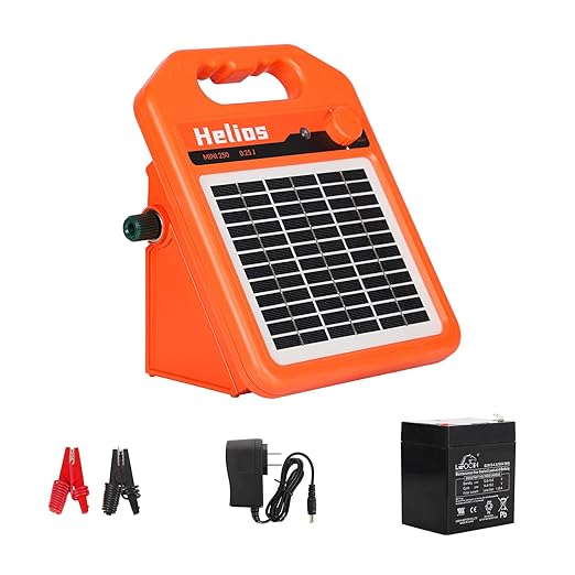 ANDMON MINI250 15 Miles Solar Electric Fence Charger, 0.25 Joule Solar Fence Charger for Livestock, Pigs, Horses, Cattle Sheep, Solar Powered Electric Fence with Day or Night Mode, Easy Installation
