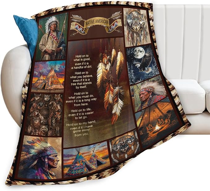 Dynova Native Blanket Cozy Plush Indian Throw Blankets Fuzzy Flannel Fleece American Gifts for Girls Boys Women Men 80"X60"