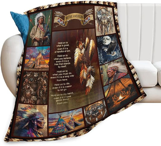 Dynova Native Blanket Cozy Plush Indian Throw Blankets Fuzzy Flannel Fleece American Gifts for Girls Boys Women Men 60"X50"