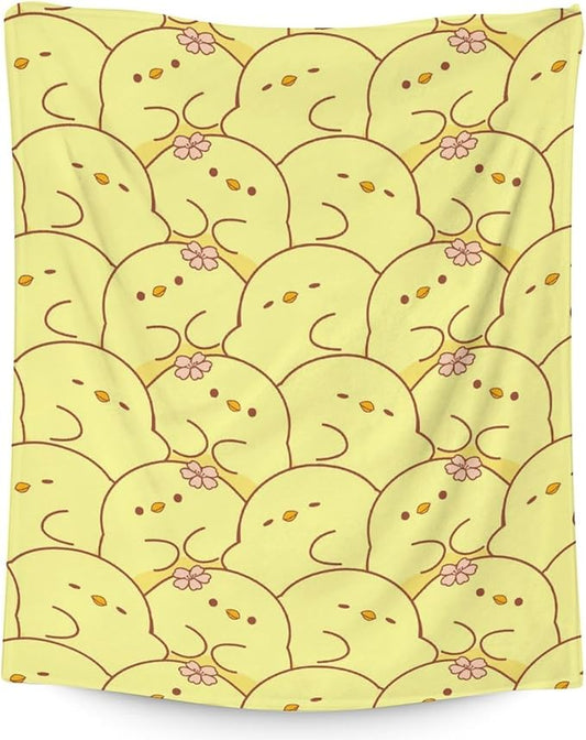 Duck Throw Blanket - Soft, Fuzzy & Warm - 60x80 Inches Twin Size Blanket for Bed, Couch - Yellow Cute Throw Gift for Girls, Boys