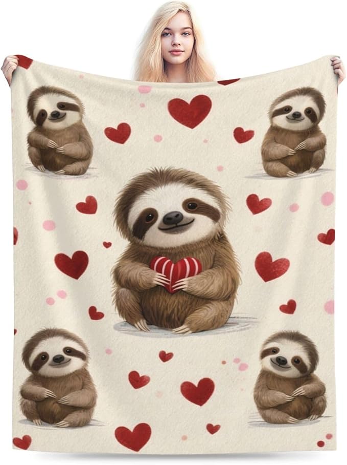 Sloth Blanket, Soft Plush Fleece Animal Throw Blanket - Cozy Warm Stuffed Blankets Bedding Sloth Gifts for Women Girls Kids Adults 60"X80"