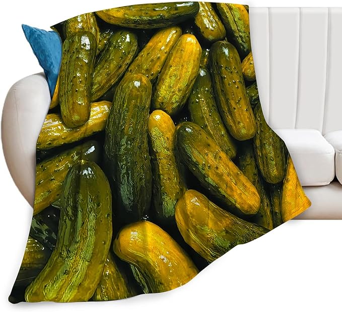 Pickle Blanket Gifts for Girls Boys Soft Warm Plush Pickle Cucumber Foodie Throw Blanket Flannel Fleece Fuzzy Pickles Blanket for Kids Lover Bed Couch Living Room Decor 50"X40"