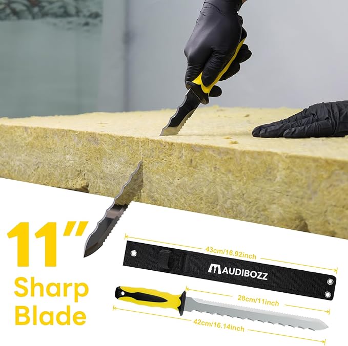 Insulation Knife: Sod knife with nylon bag -11.18 inch stainless steel sharp blade for foam insulation and Lawn Repair (new yellow)