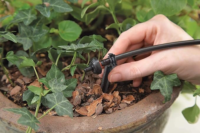Raindrip R560DP Drip Watering System, Automatic Drip Irrigation System with Timer for Containers and Hanging Baskets, Waters up to 20 Plants, Includes 20 Drippers, Black