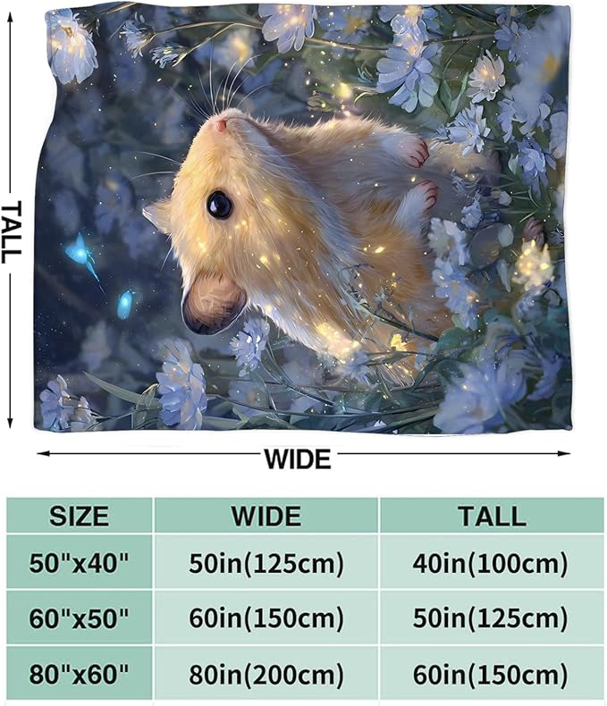 Hamster Blanket Gifts for Girls Boys Guinea Pig Lover Throw Cozy Plush Fleece Flannel Lightweight Fuzzy Blankets for Women Men 50"X40"