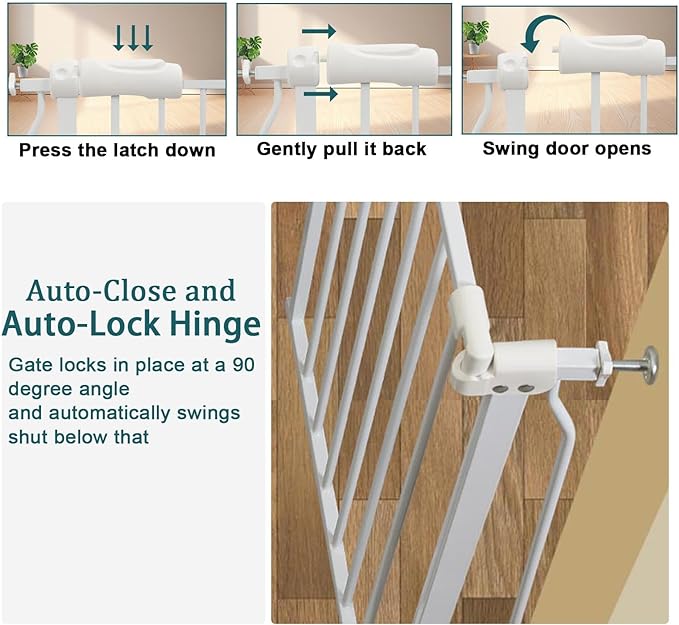 Extra Wide Baby Gate Tension Indoor Safety Gates White Metal Large Pressure Mounted Pet Gate Walk Through Long Safety Dog Gate for The House Doorways Stairs (52.76"-57.48"/134-146CM, White)