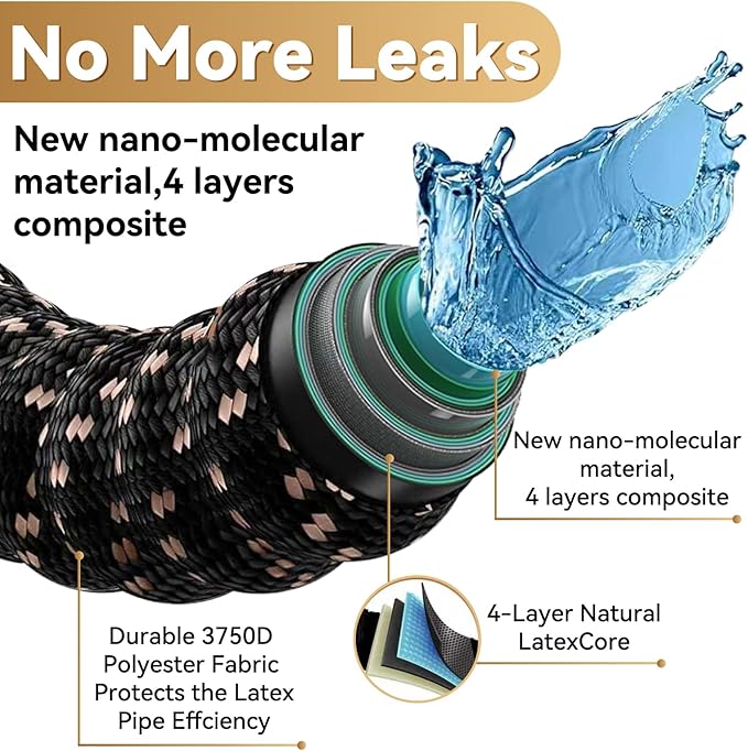 100 ft Expandable Garden Hose - Kink Free Flexible Water Hose with Thumb-Controlled 10-Function Nozzle, 3/4 Solid Brass Connectors, Retractable Latex Core - Lightweight Expanding Hose
