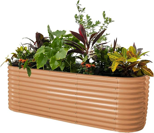 32" Extra Tall Raised Garden Bed Kits, 4 x 8 x 2.7ft Raised Planter Box Outdoor, 2.5 x 9.5 x 2.7ft Deep Root 10 in 1 Modular Metal Raised Beds for Gardening Vegetables Flowers Fruits - Terra Cotta
