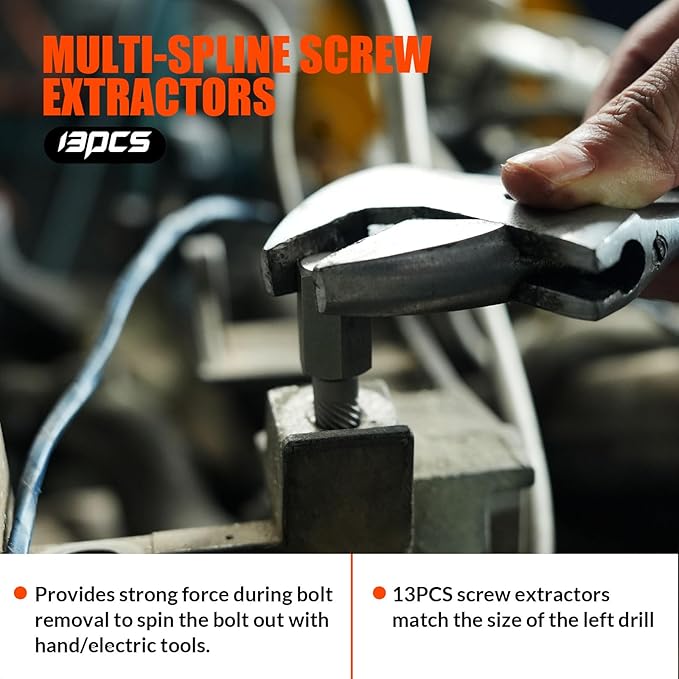 35 Pcs Screw Extractor and Left Hand Drill Bits Set, Easy Out Screw Extractor Kit with HSS Steel Reverse Drill Bit for Broken Nuts, Stripped Bolts Remove