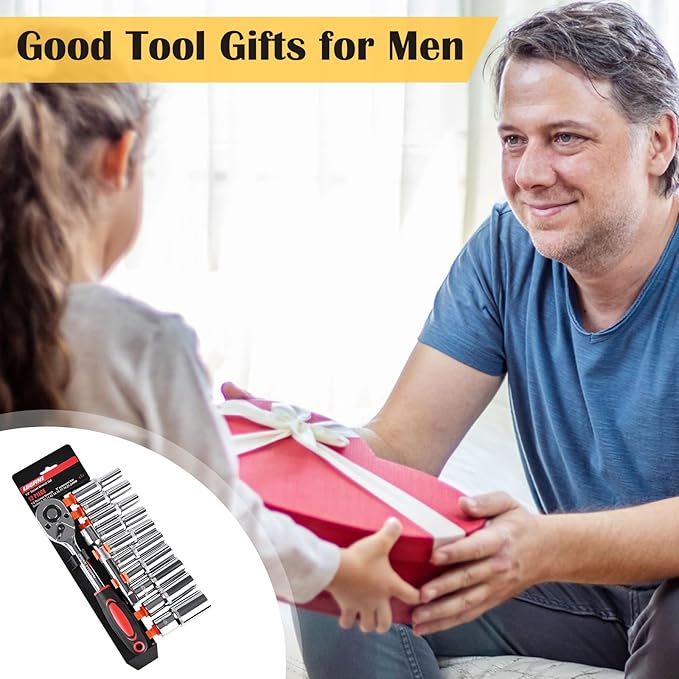 Egofine 12PCS 1/2" Drive Deep Socket Set,Metric(8-24MM),6-Point, Cr-V Steel