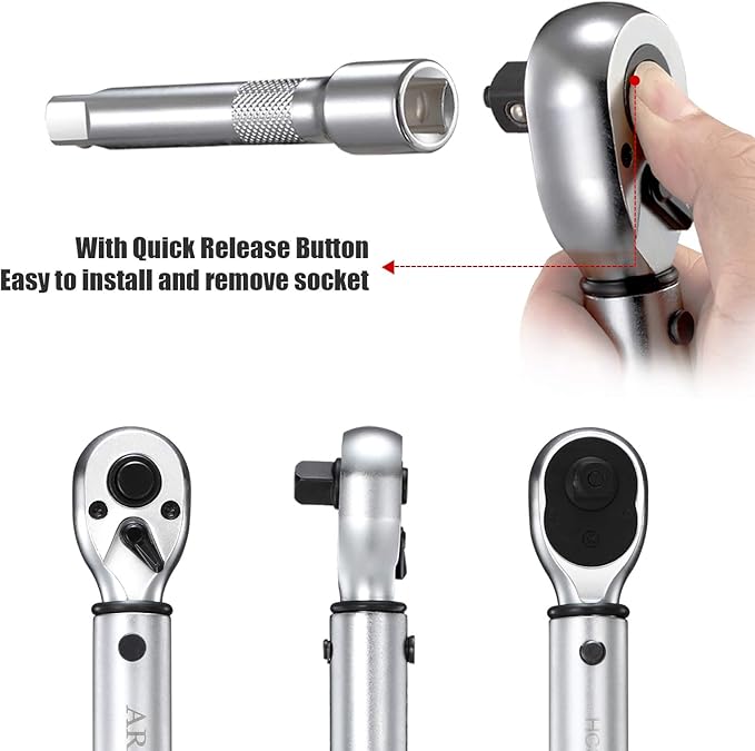 3/8-Inch Drive Click Torque Wrench Dual-Direction Adjustable Torque Wrench Set with Storage Case (10-45 ft.-lb./13.5-61 Nm)