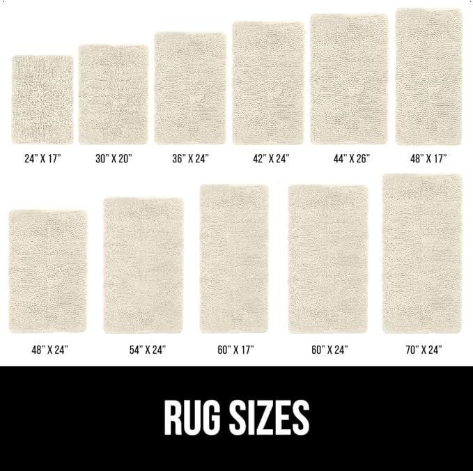 GORILLA GRIP Bath Rug Mat, Thick Absorbent Chenille, Quick Dry Microfiber Mats, Rubber Backing Washable Shower Floor Rugs, Bathmat Runner, US Designed Bathroom Home Decor 24x17, Dusty Cloud
