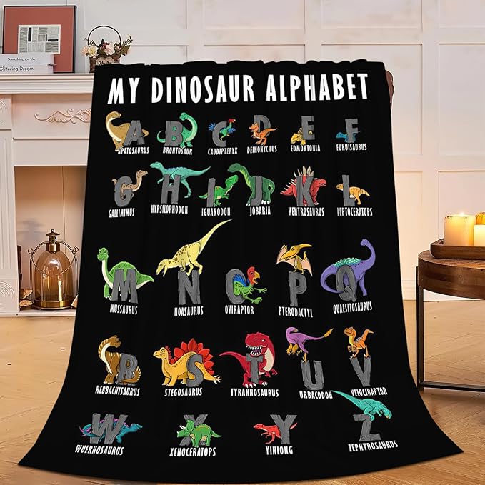 Dinosaur Blanket Super Cozy Soft Dinosaur Throw Blanket Warm Plush Fluffy Dino Stuff Gifts for Boys Girls Fleece Flannel Gift Blankets for Kids Adults 60"X50"