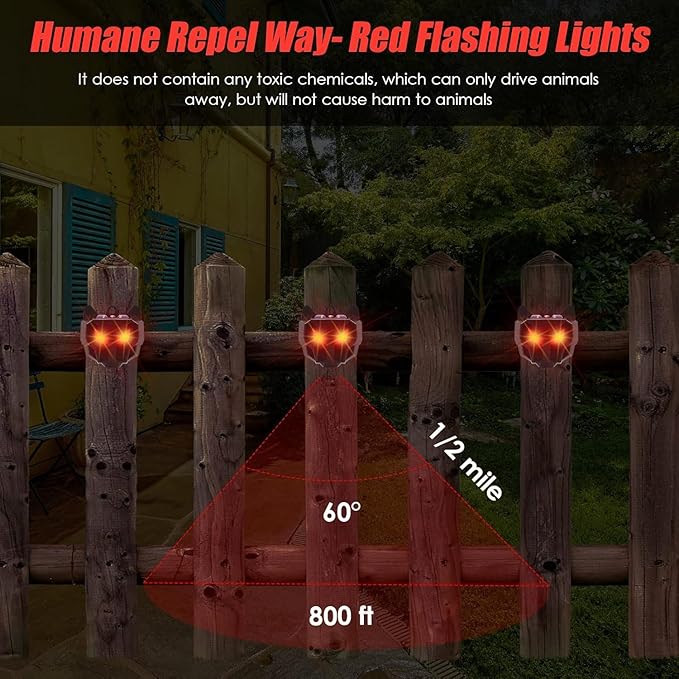 4 Pack Solar Nocturnal Animal Repeller Outdoor,Coyote Deterrent,Deer Repellent Devices,Predator Eyes Animal Deterrent Effective Guard Red Predator Lights for Chicken Coop Raccoon Skunk Fox Yard Farm