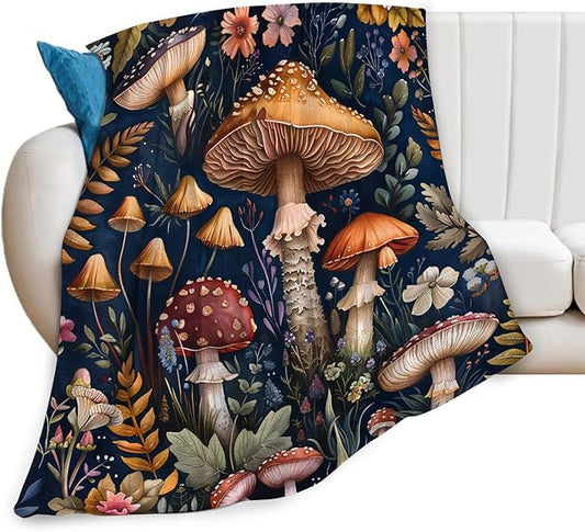 Tijuboni Mushroom Throw Blanket Mushroom Gifts for Girls Women Boys Men Kids Adults Soft Flannel Fleece Blanket for Couch Sofa Bed Home Decor 60"x80"