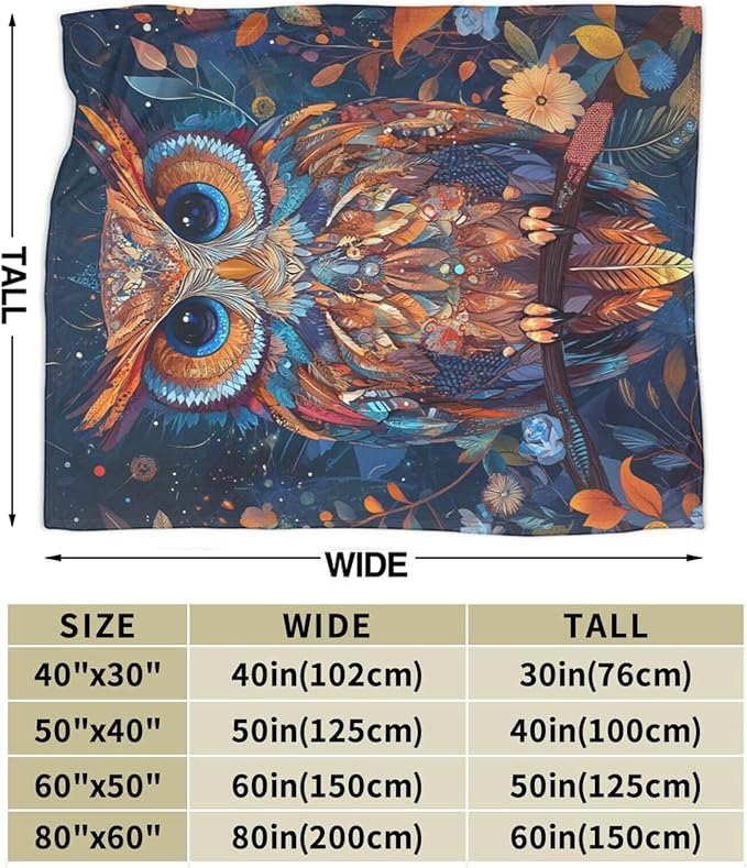 Owl Blanket Owls Throw Blanket Soft Warm Cozy Fuzzy Plush Owl Throw Blanket Gifts for Girls Women Owls Lightweight Fleece Flannel Gift Blankets for Kids Adults 40"X50"