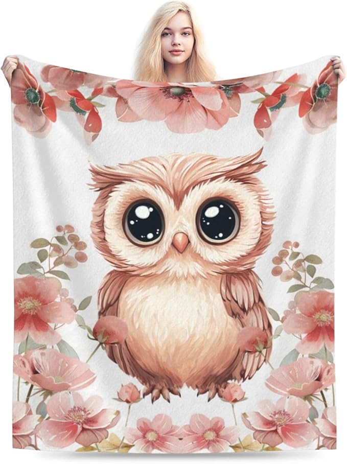 Owl Blanket Owls Throw Blanket Soft Warm Cozy Fuzzy Plush Cute Owls Throw Blanket Gifts for Girls Women Owl Lightweight Fleece Flannel Gift Blankets for Kids Adults 40"X50"