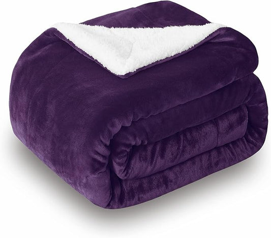 SOCHOW Sherpa Fleece Throw Blanket, Double-Sided Super Soft Luxurious Plush Blanket Twin Size, Aubergine 60inch X80''
