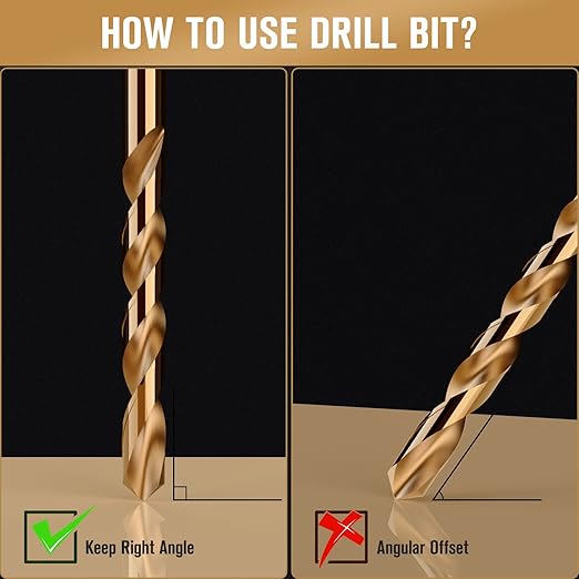3/16" (10pcs) Cobalt Drill Bit Set, M35 High Speed Steel Jobber Length Drill Bit Kit for Hardened Metal, Stainless Steel, Cast Iron, Wood and Plastic, with Index Storage Case
