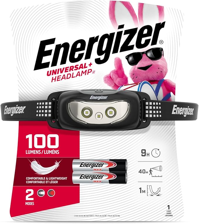 Energizer Universal+ LED Headlamp (2-Pack), Bright Head Lamp for Outdoors, Camping and Emergency Light, IPX4 Water Resistant (Batteries Included)