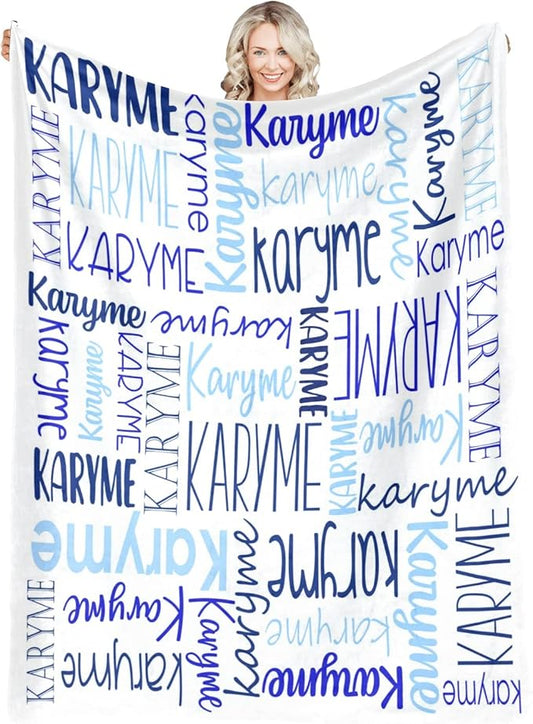 Personalized Blankets with Names Baby Gifts for Girls Boys Custom Soft Fleece and Sherpa Name Blanket for Kids and Adults Birthday for Daughter Son Granddaughter Grandson (White)