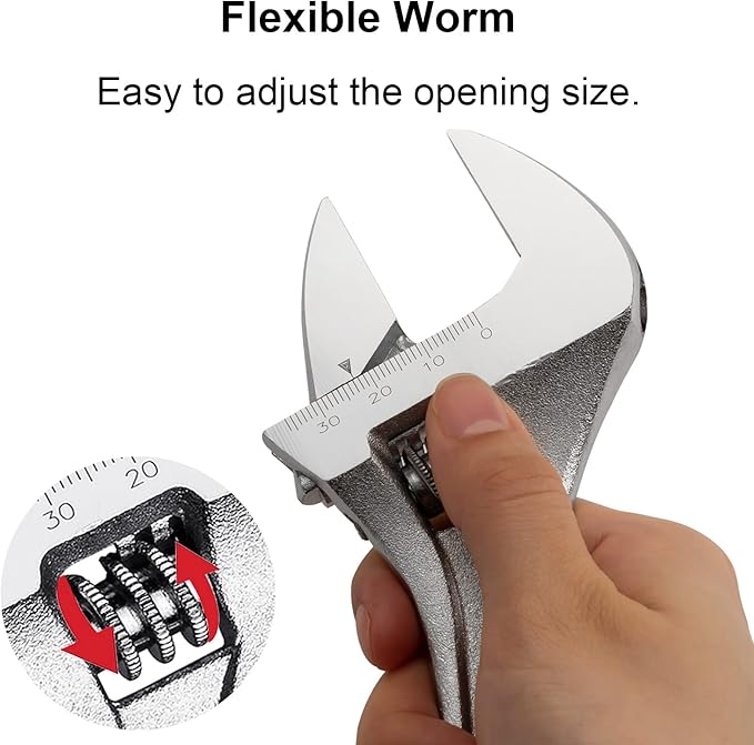 Jetech 10-Inch Adjustable Wrench - Professional Heavy Duty Chrome Vanadium Steel Shifter Spanner with Inch/Metric Scale Wide Caliber Opening