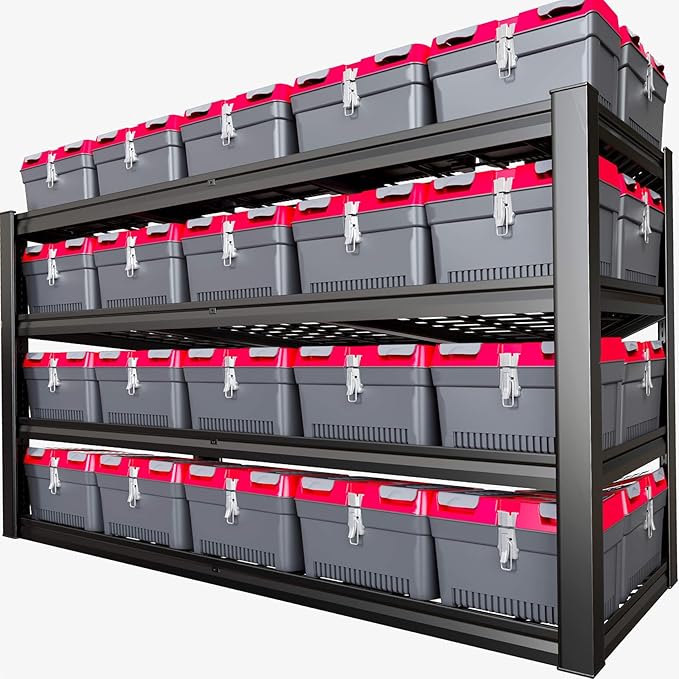 Storage Shelves, 77" W Garage Shelving Heavy Duty Metal Adjustable Garage Shelves, Shelving Units Industrial Shelving for Warehouse, 77" W x 24" D x 72" H,Black