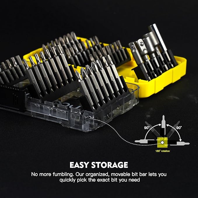 Screwdriver Bit Set, 51-Piece Impact Driver Bit Set with Phillips/Slotted/Torx/Hex/Square Bits, 1/4" & 3/8" Socket Adapter, Magnetic Nut Drivers, S2 Alloy Steel for Impact Driver