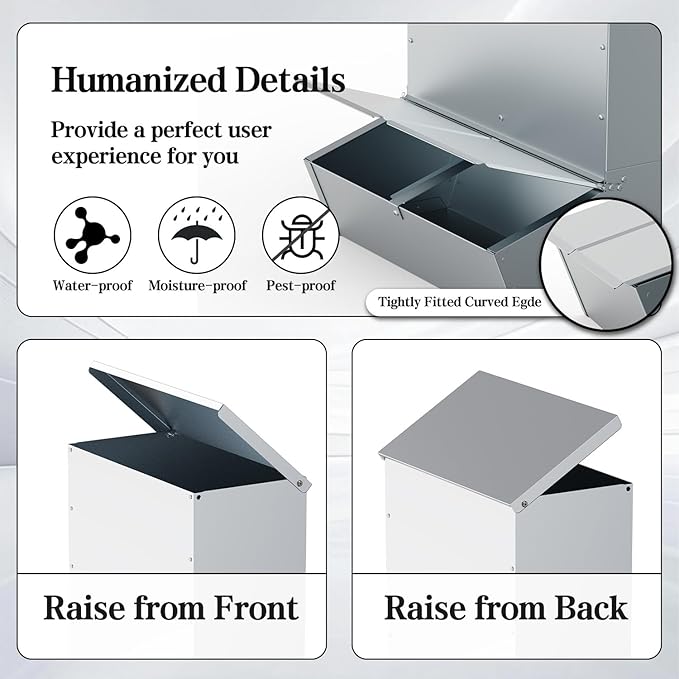 4 Door Hog Feeder, 9 Bushels Pig Feeder, Heavy Duty Galvanized Steel Piglet Creep Feeder, Outdoor Livestock Feeder Farm Accessory for 20 Full Grown Hogs and Pigs, Silver