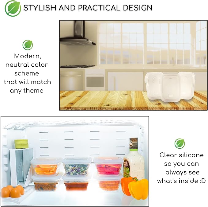 Premium Silicone Collapsible Food Storage Containers with Silicone Leakproof Lids, Platinum Food-Grade, BPA Free, LFGB Certified, Compact, Reusable Lunch Box, Microwave Safe, 4.9 Cups 3 Pk