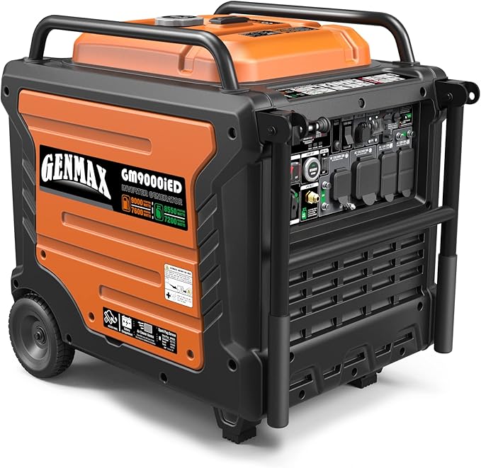 GENMAX Portable Generator, 9000W Super QuietDual Fuel Portable Engine with Parallel Capability, Remote/Electric Start, Ideal for Home backup power.EPA Compliant (GM9000iED)