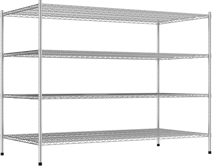 Commercial NSF Listed Chrome Stationary Wire Shelving Kit 36" x 72" x 54", with 4 Shelves Perfect for Warehouse, Walk-in Refrigerator, Freezer, Grocery Store, Restaurant, Dishroom