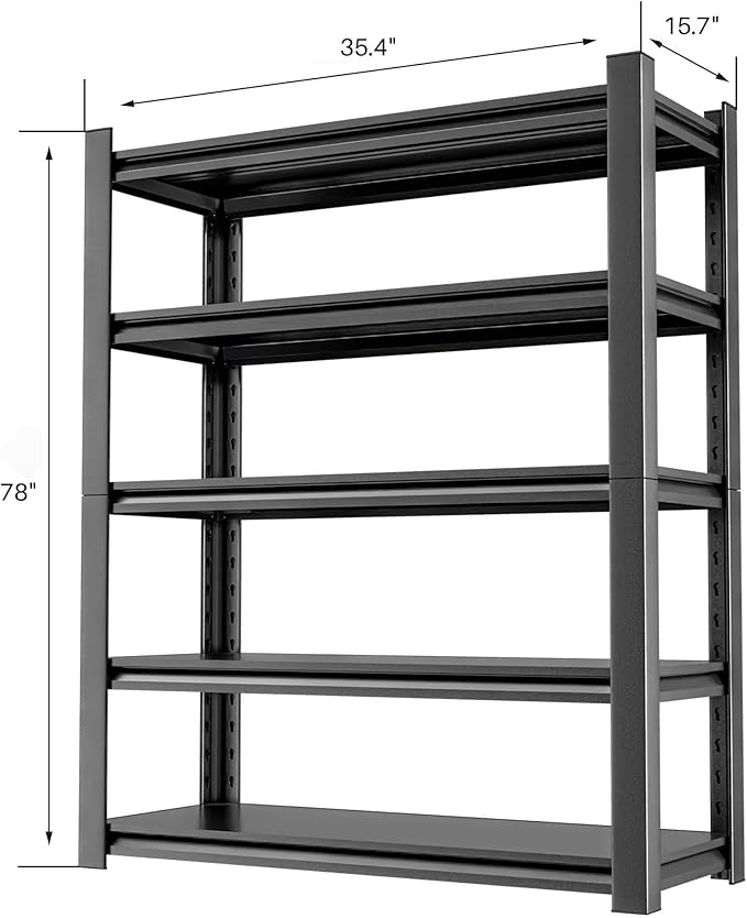 Heavy Duty Storage Shelves 5-Tier Adjustable Garage Shelving Unit, Strong Metal Storage Rack Shelving for Garage, Warehouse, Pantry Organization 16" D x36 W x78 H