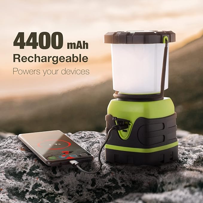 Lepro 1300LM LED Camping Lantern Rechargeable, 4 Light Modes, 3600mAh Power Bank, IPX4 Waterproof, Perfect Lantern Flashlight for Hurricane Emergency, Hiking, Home and More, USB Cable Included